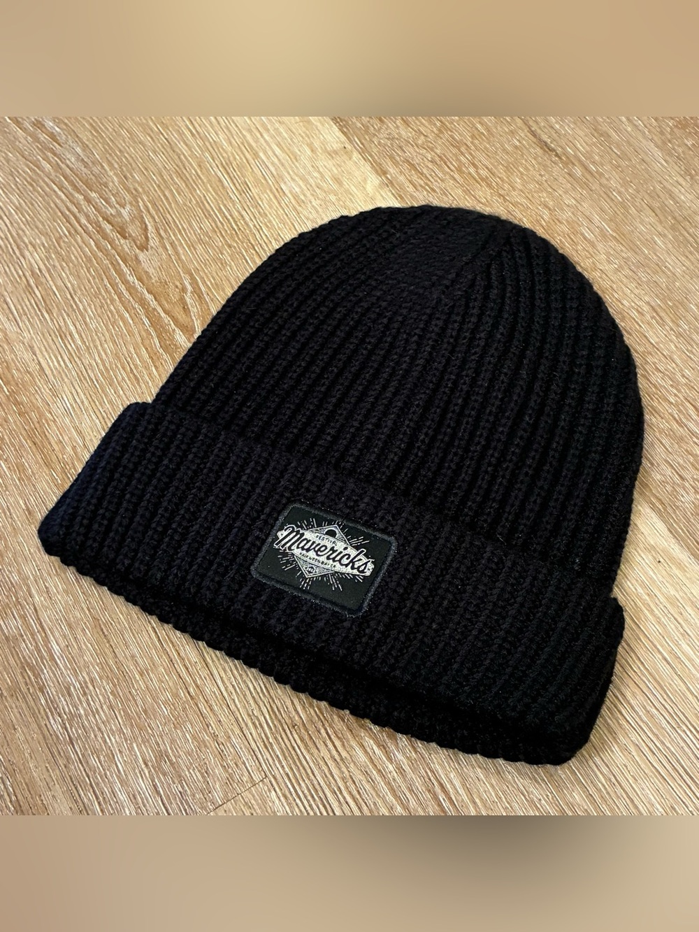 Mavericks Festival Black Knit Golden Goods Beanie Hat One Size